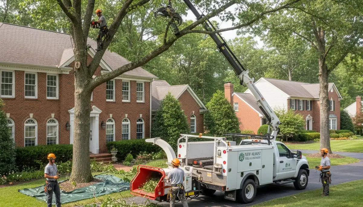 Residential tree removal crew improving homeowner property safety in New Albany, IN near Louisville KY