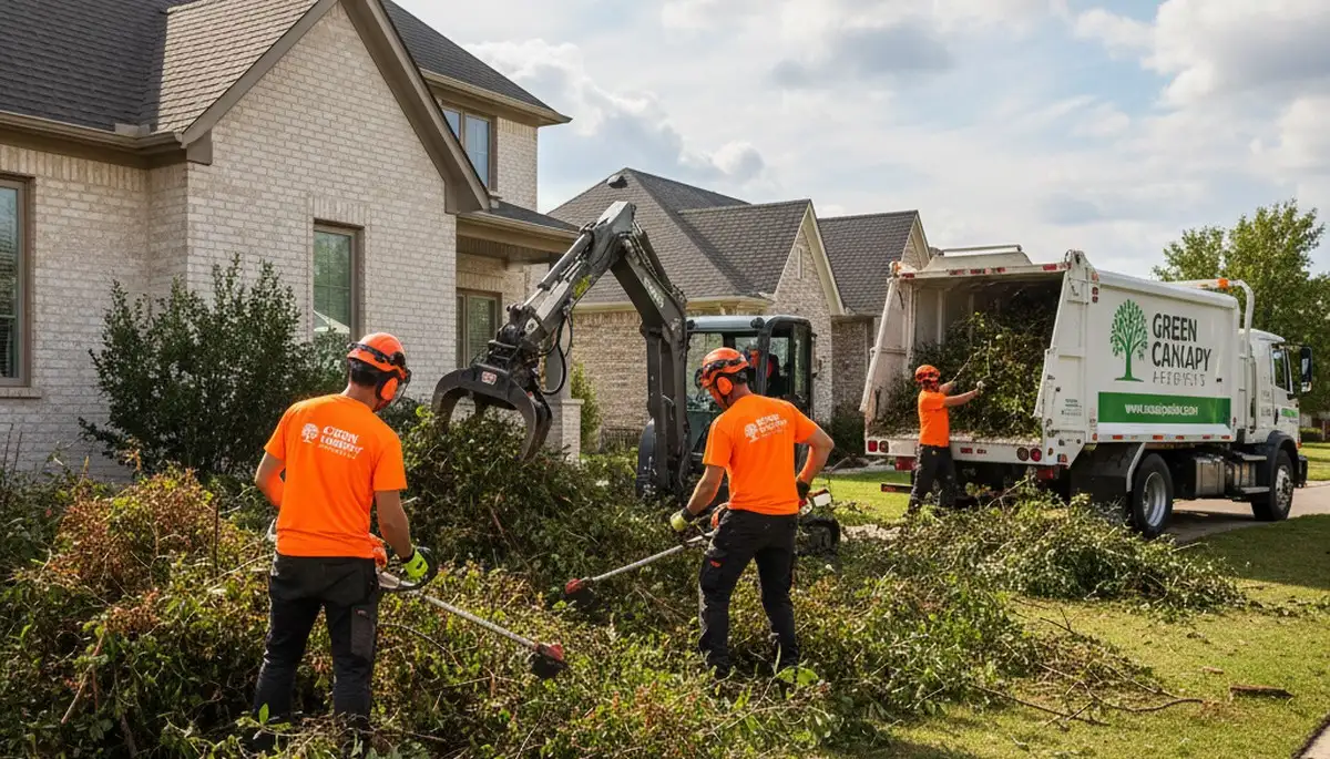 Professional shrub removal service in Louisville, KY clearing overgrown bushes and yard debris