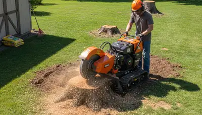 Professional stump grinding removing tree stumps in Jeffersonville, IN near Louisville KY homes