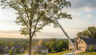 Professional tree removal service in Louisville KY safely clearing large oak trees