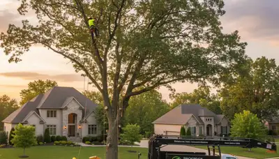 Professional tree removal service in Louisville KY safely cutting and clearing large trees