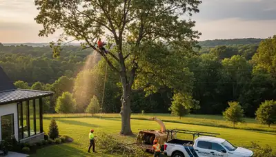 Professional tree removal service in Louisville KY safely clearing large oak trees